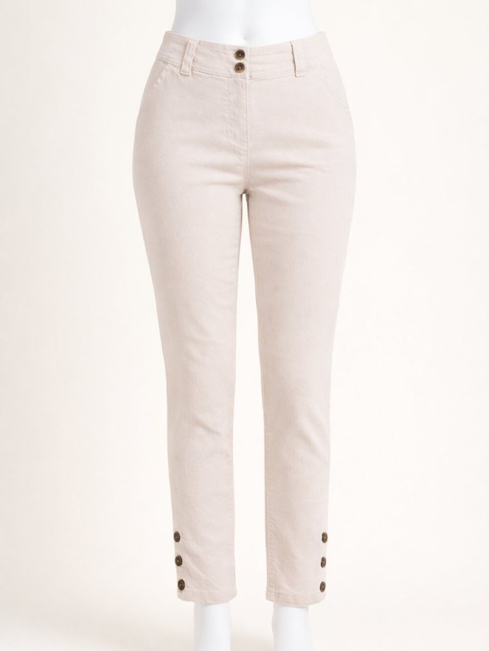 Charter Club Classic Fit Pants Cream w/White Pinstripe Size 6